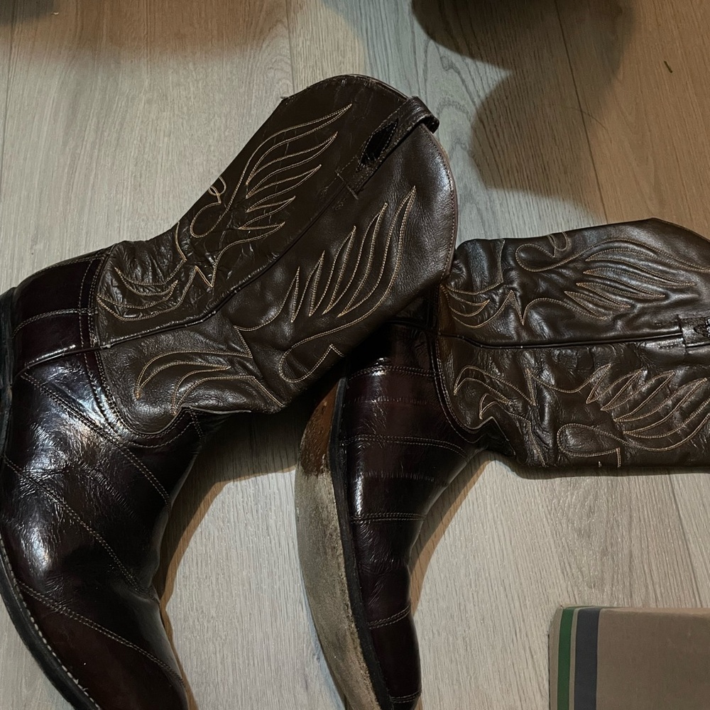 Brown Leather Cowboy Boots - Picture 7 of 8